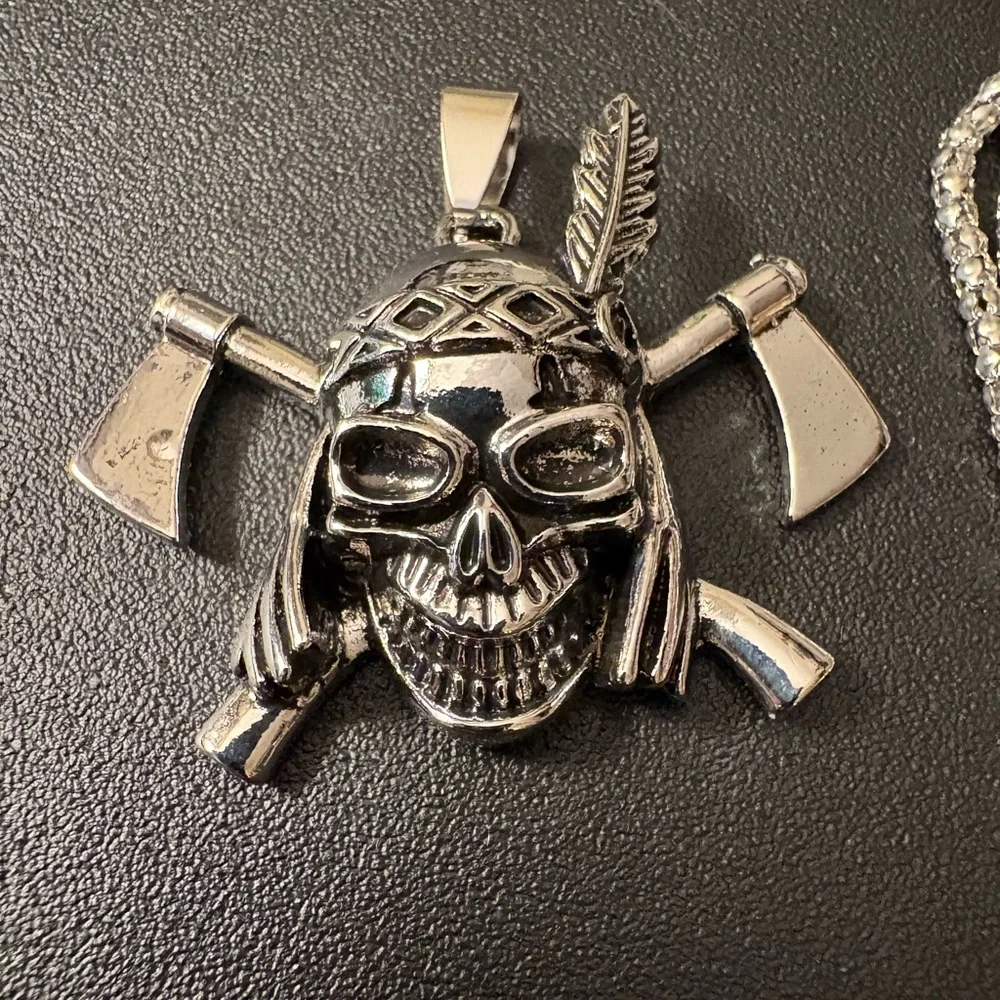 Silver Skull‎ Pendant Necklace